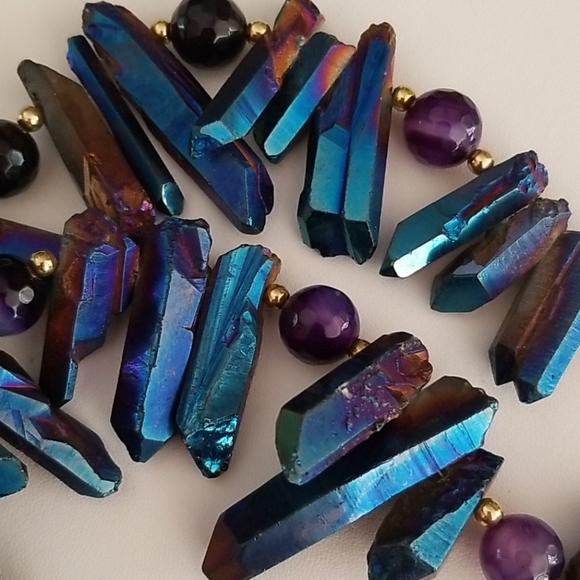 Hand Crafted Boho Tribal Moonstone Tibetan Rainbow Crystal Druzy Agate Necklace - Picture 15 of 16